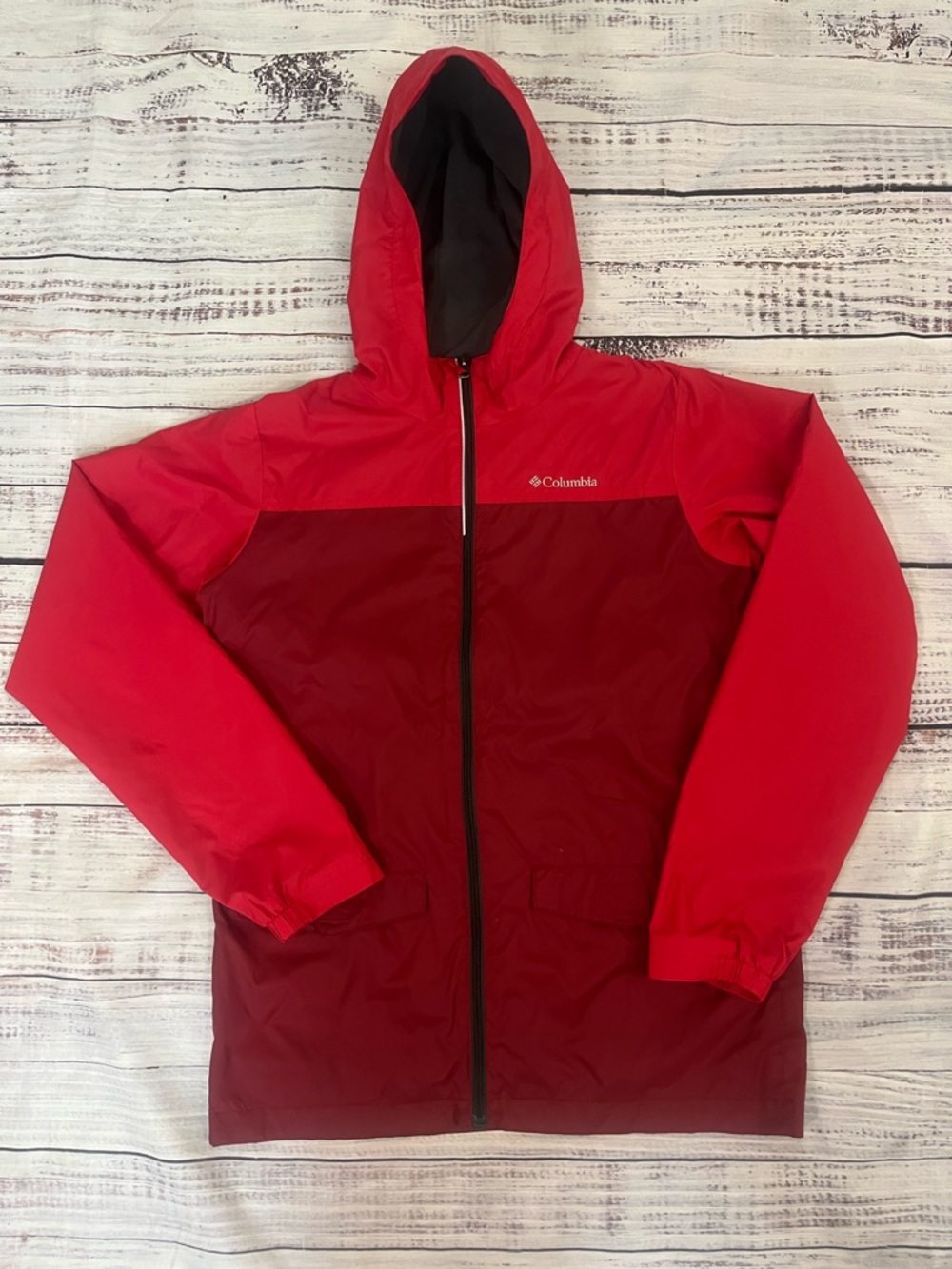 Columbia Boys' Rain-Zilla Jacket Youth Sz XL (18-20) Zip Up w/Hood Red